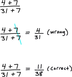 cross cancel fractions mistake